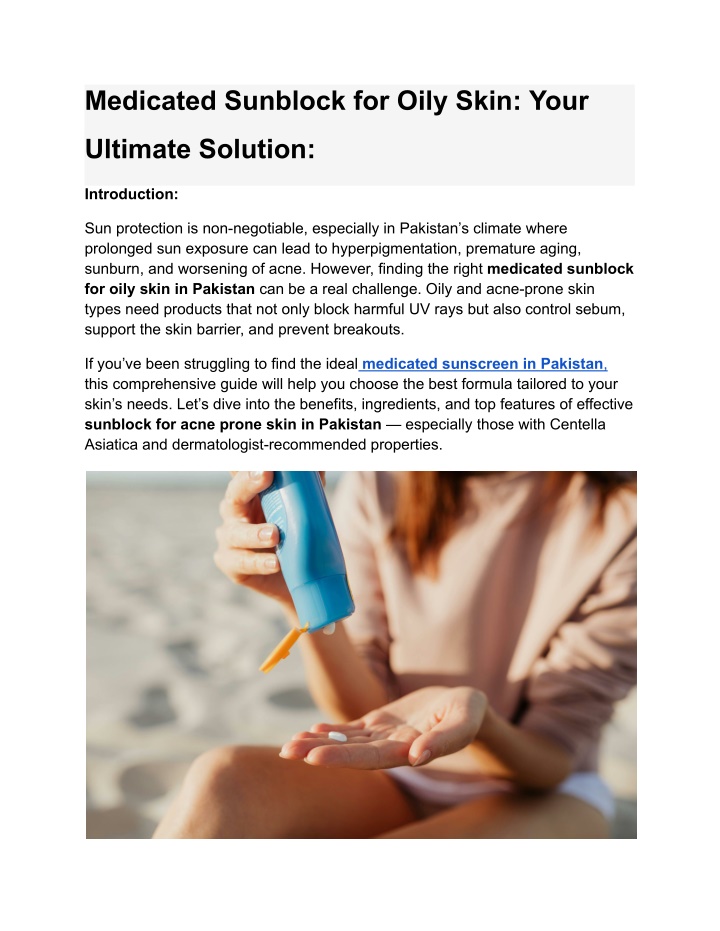 medicated sunblock for oily skin your