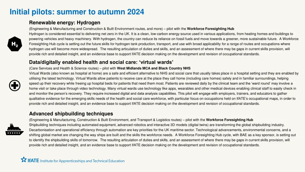 initial pilots summer to autumn 2024