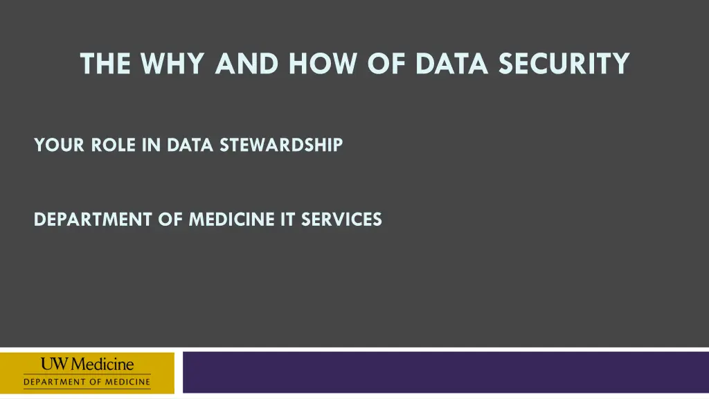 the why and how of data security