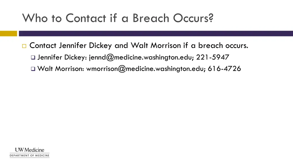 who to contact if a breach occurs