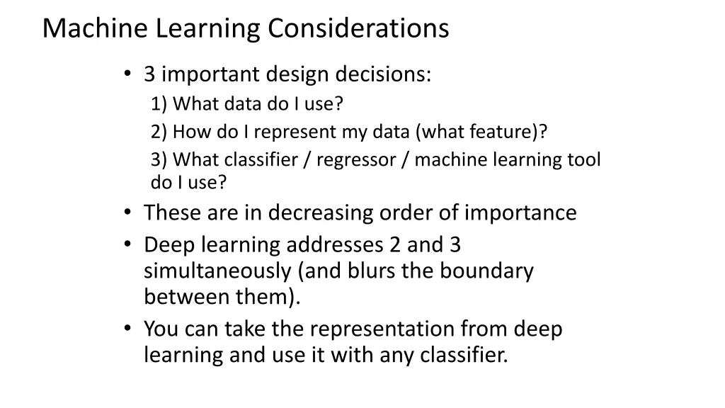 machine learning considerations