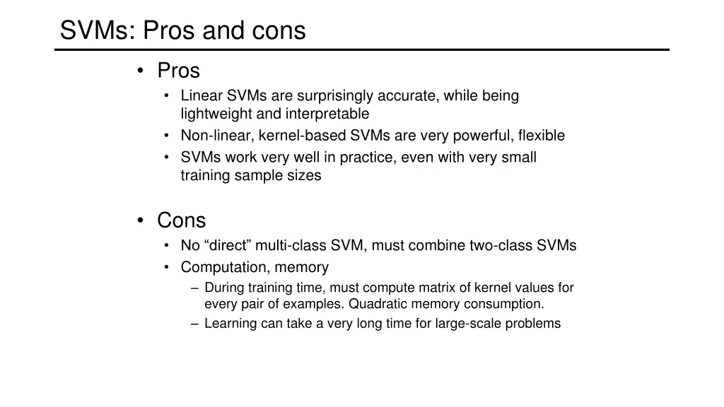 svms pros and cons