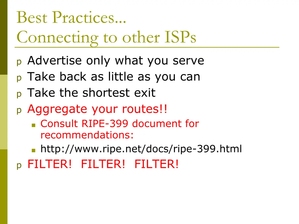 best practices connecting to other isps