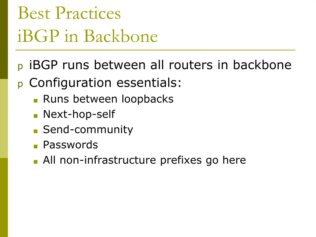 best practices ibgp in backbone