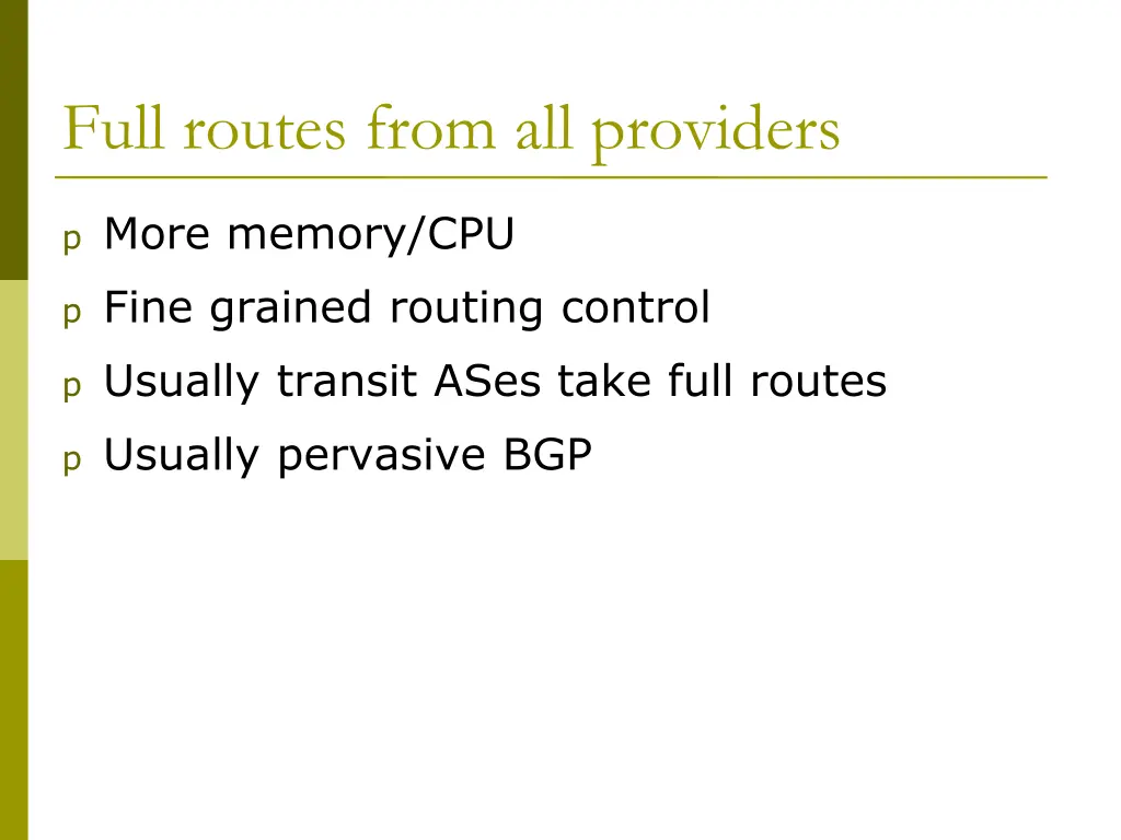 full routes from all providers