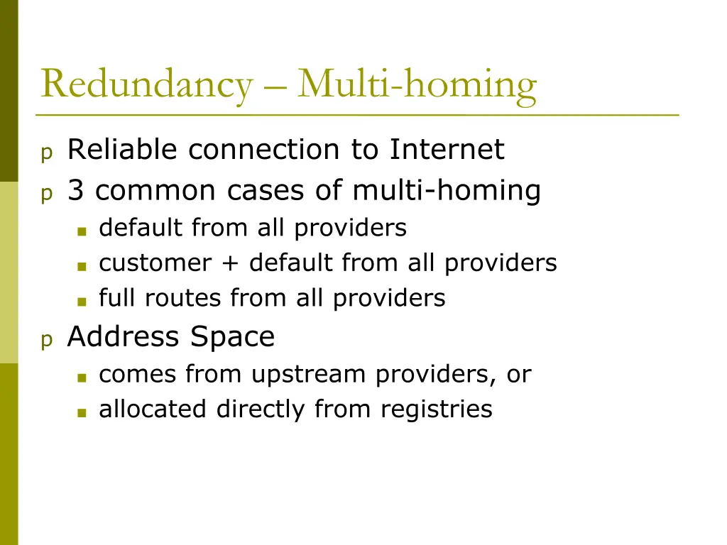 redundancy multi homing