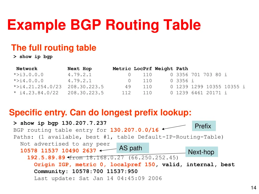 example bgp routing table