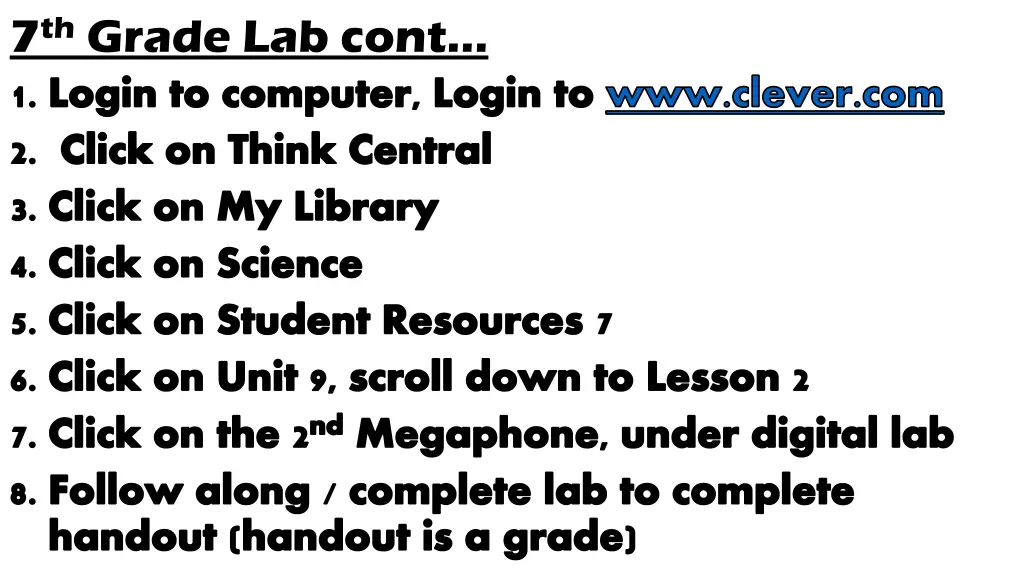 7 th grade lab cont login to computer login
