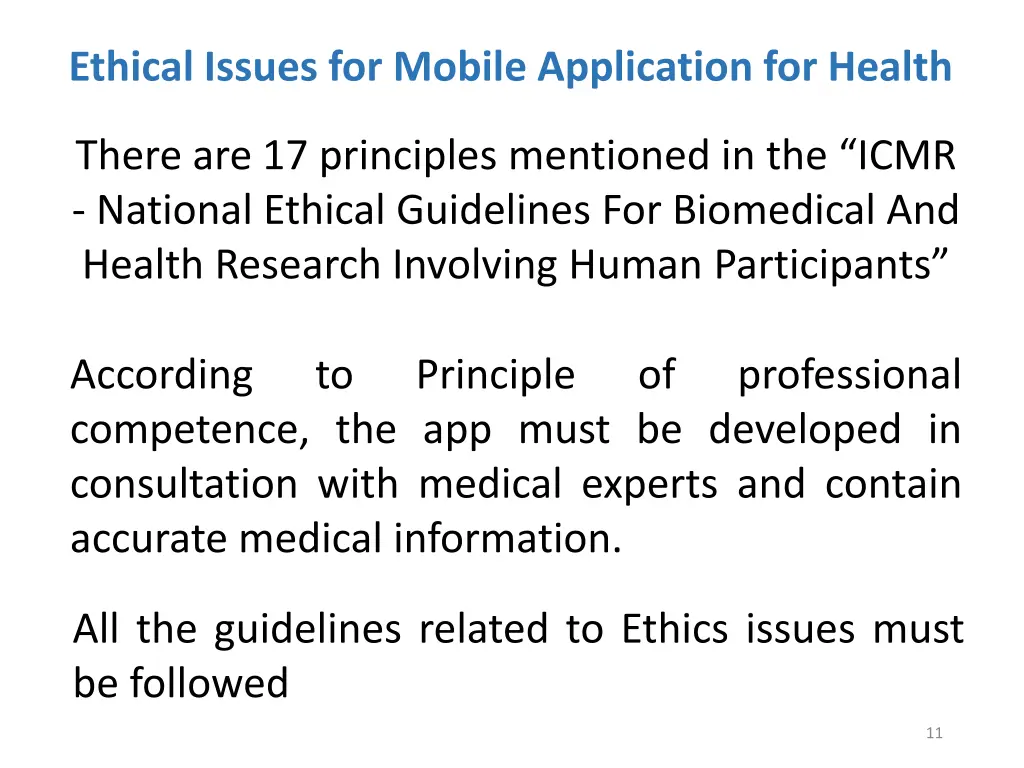 ethical issues for mobile application for health