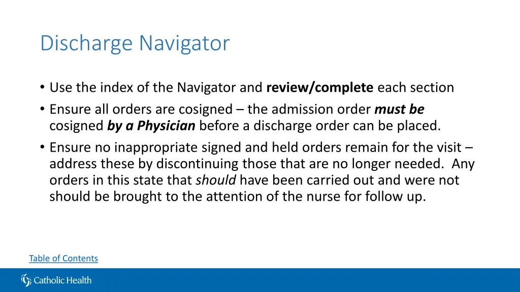 discharge navigator 1