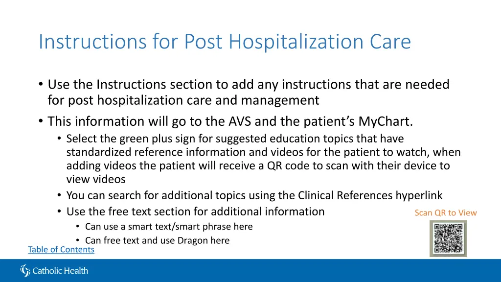 instructions for post hospitalization care