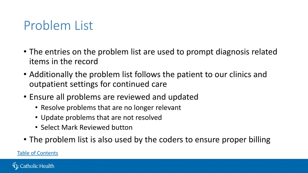 problem list