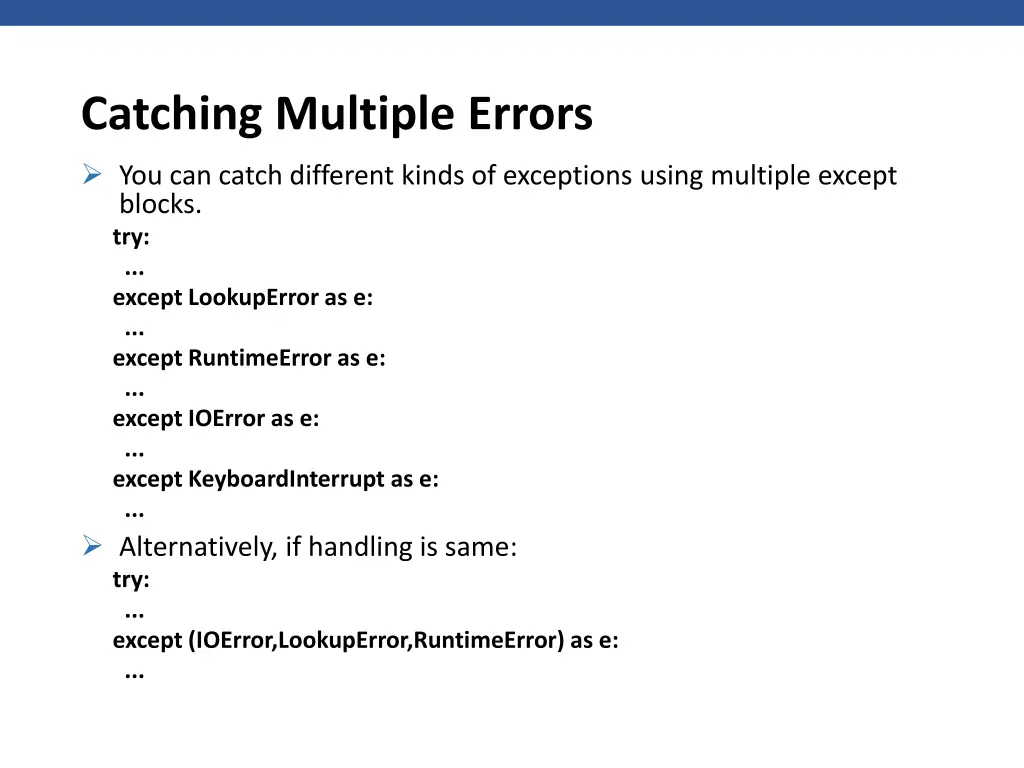 catching multiple errors