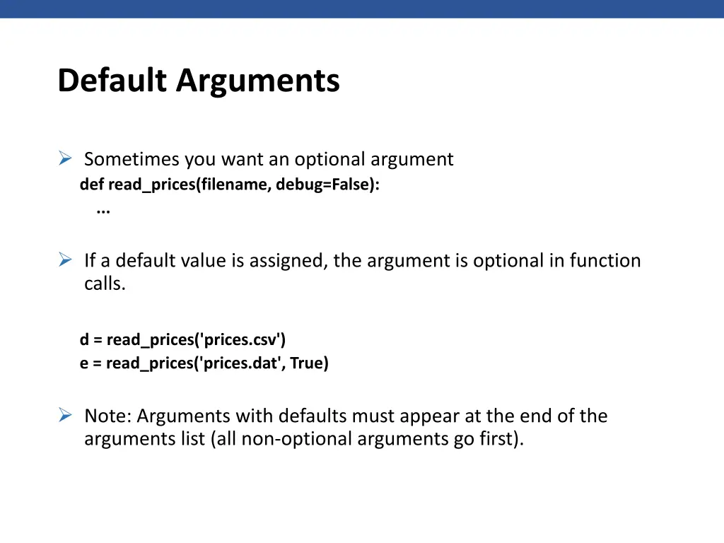 default arguments