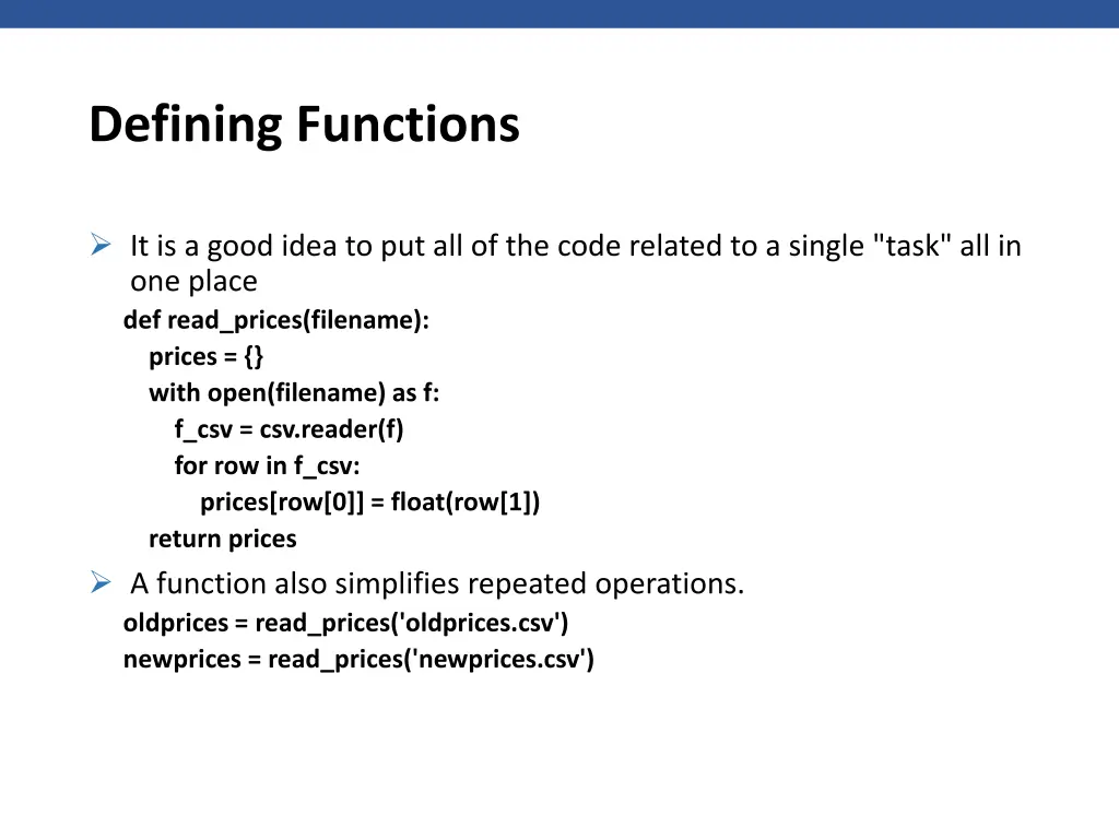 defining functions