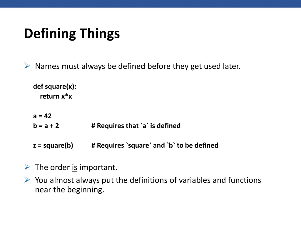 defining things