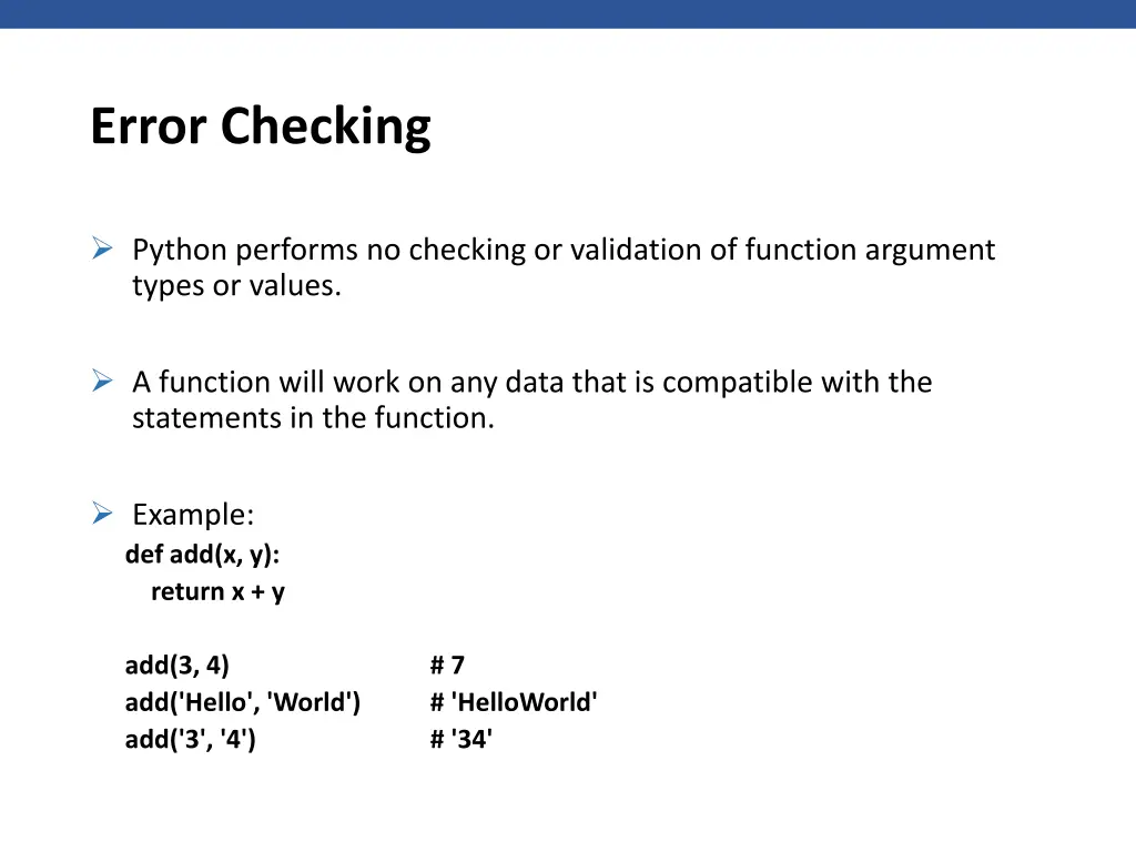 error checking
