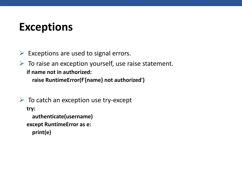 exceptions