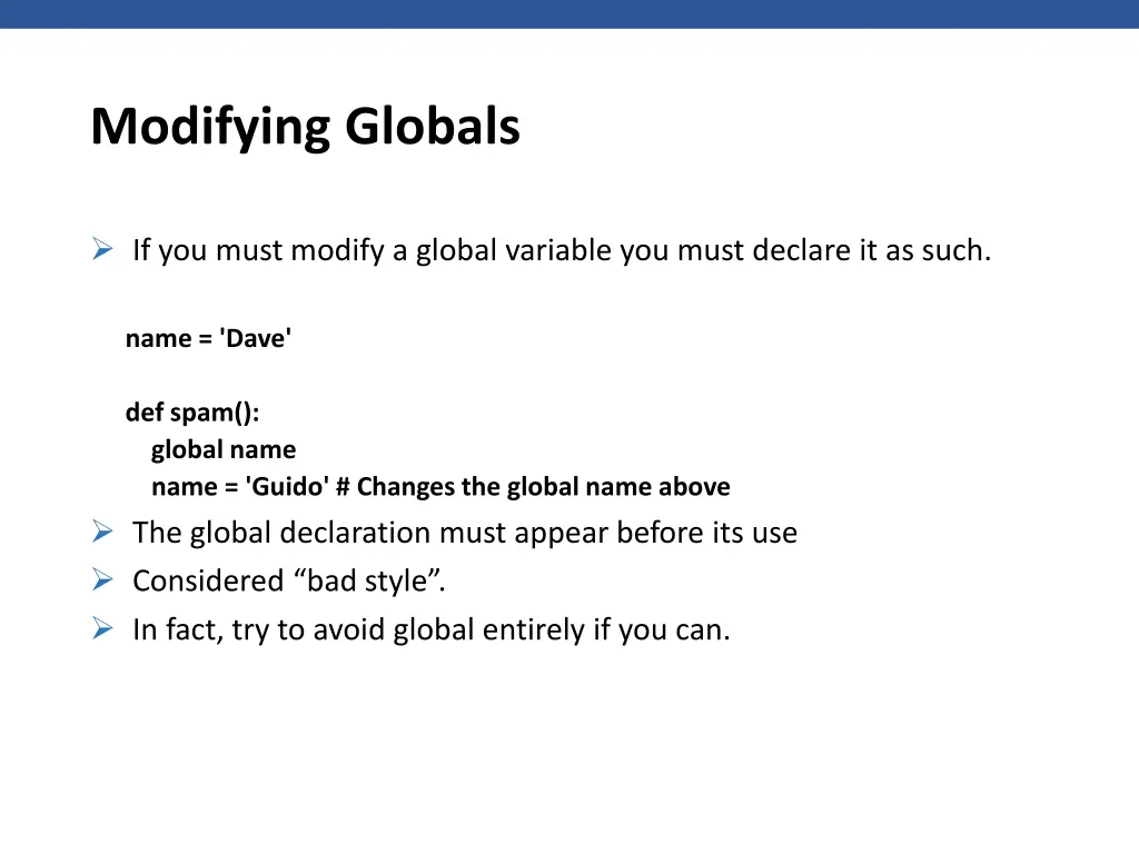 modifying globals