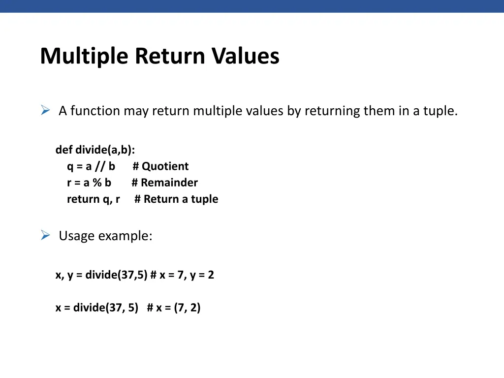 multiple return values