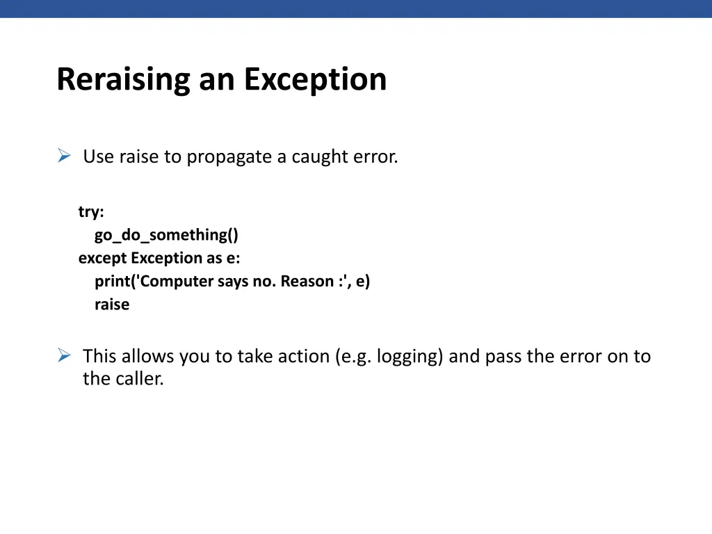 reraising an exception