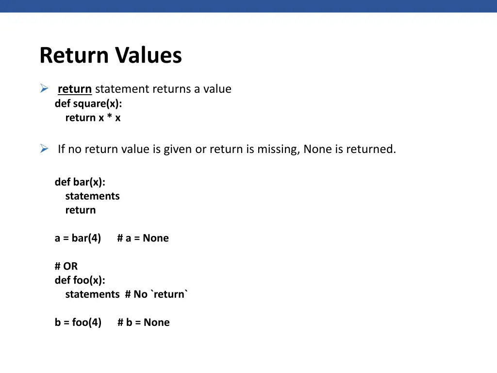 return values