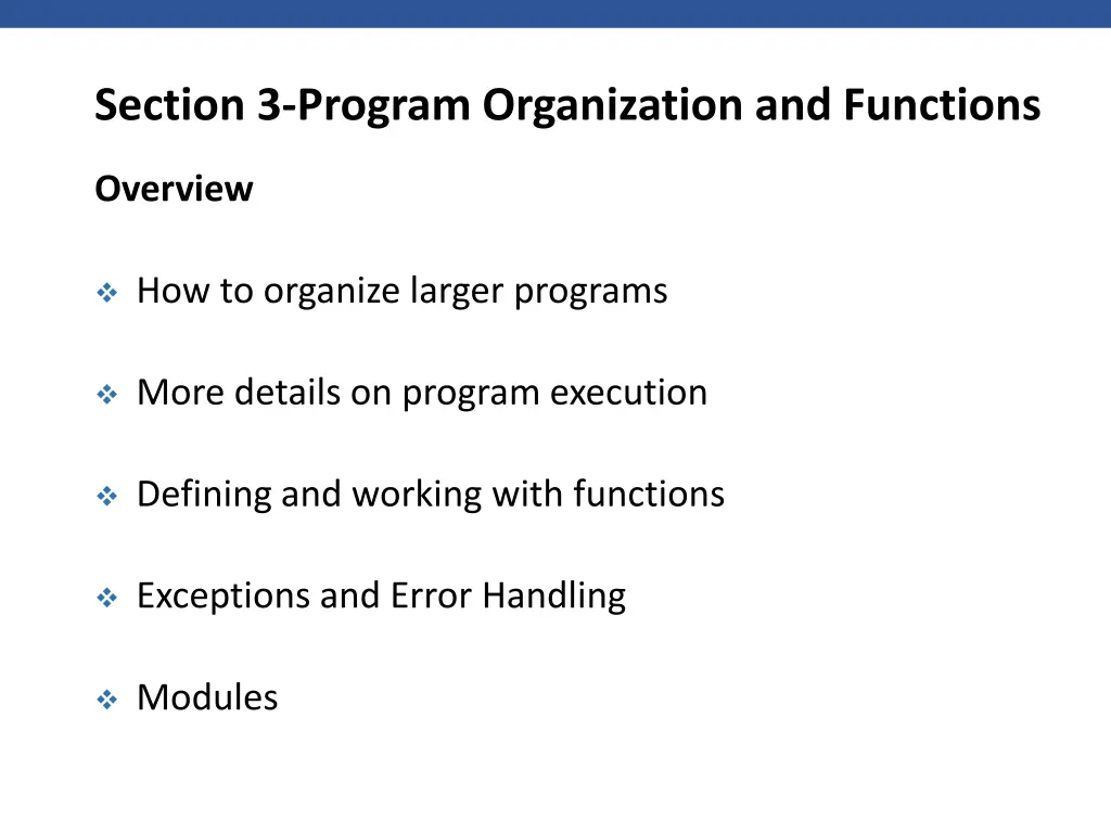 section 3 program organization and functions