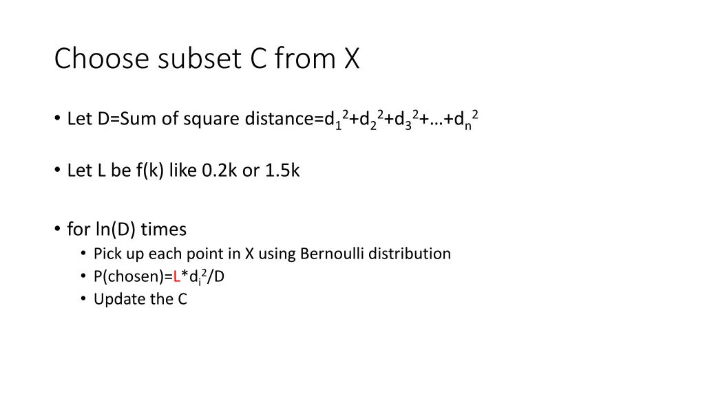 choose subset c from x