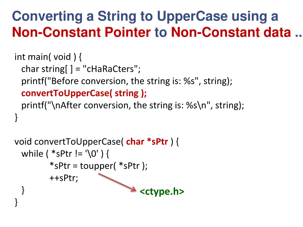 converting a string to uppercase using