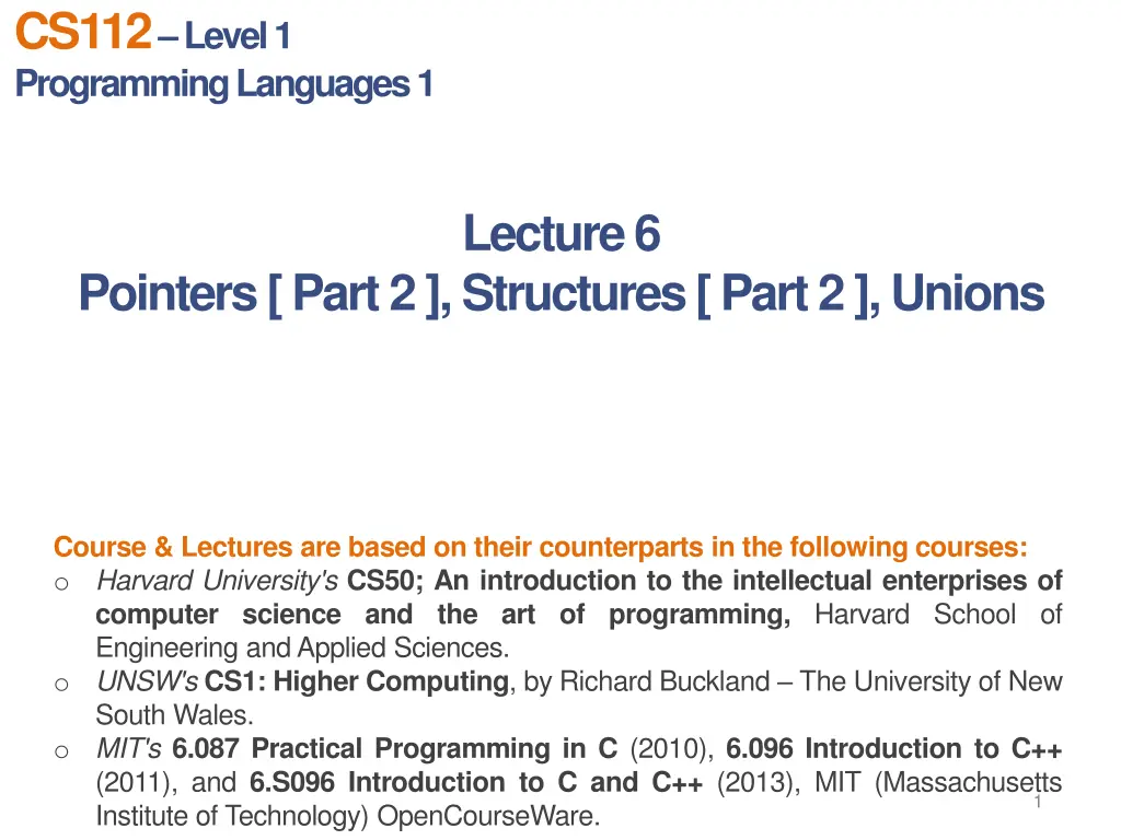 cs112 level 1 programming languages 1