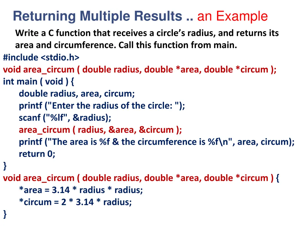 returning multiple results an example