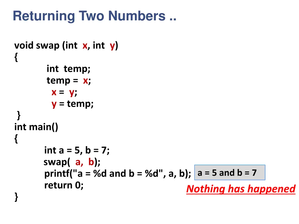 returning two numbers