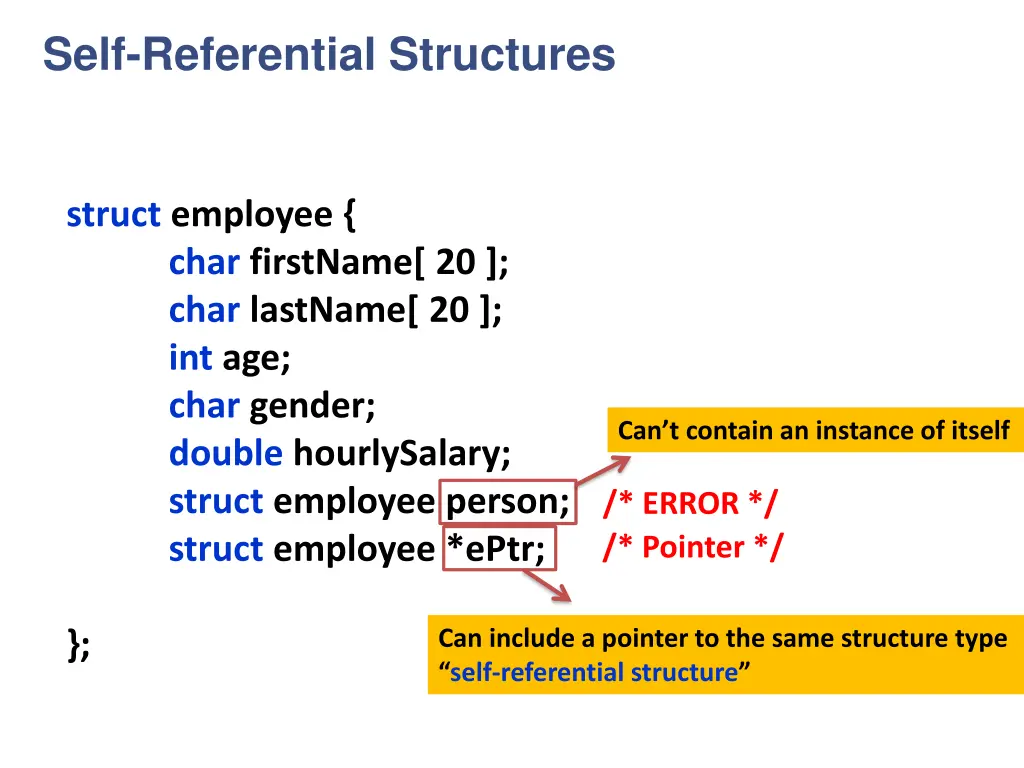 self referential structures
