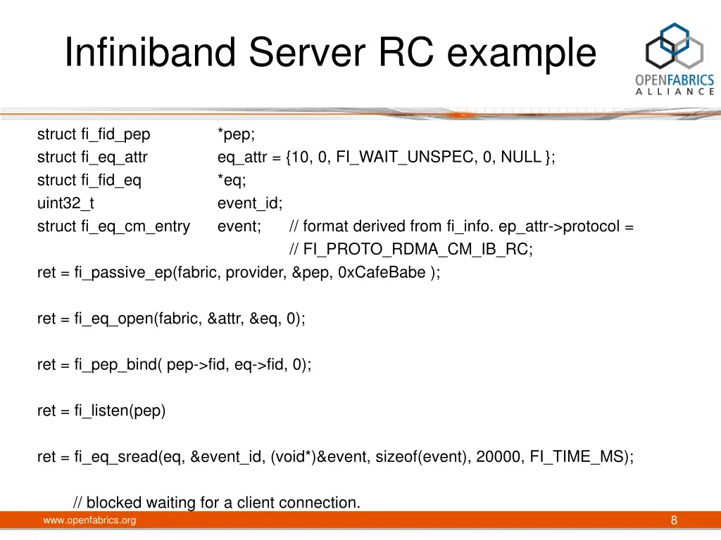infiniband server rc example
