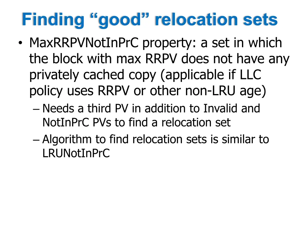 finding good relocation sets maxrrpvnotinprc