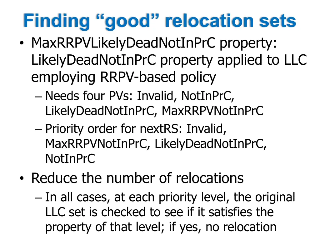 finding good relocation sets