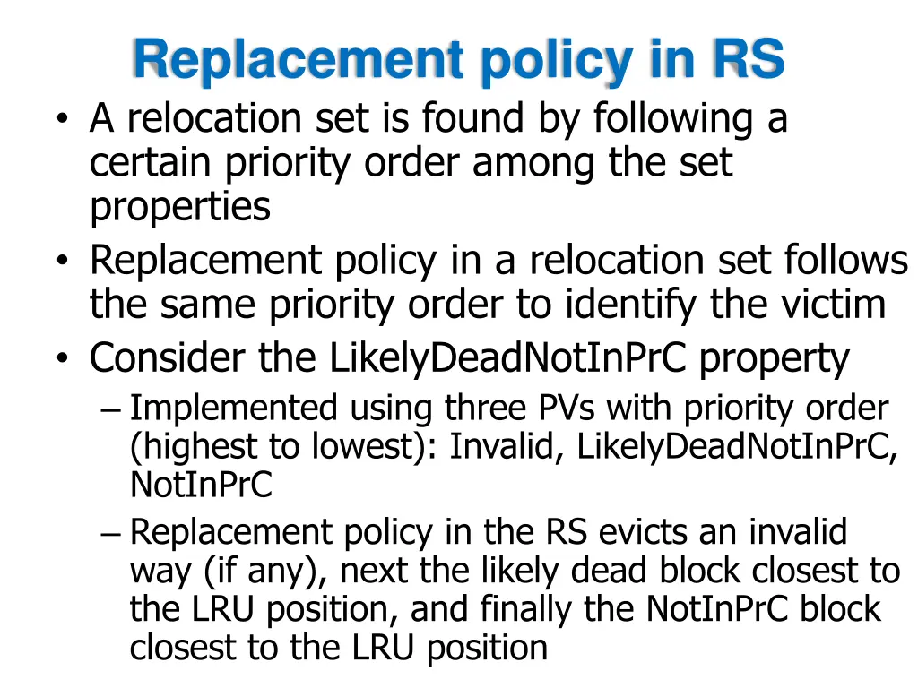 replacement policy in rs a relocation