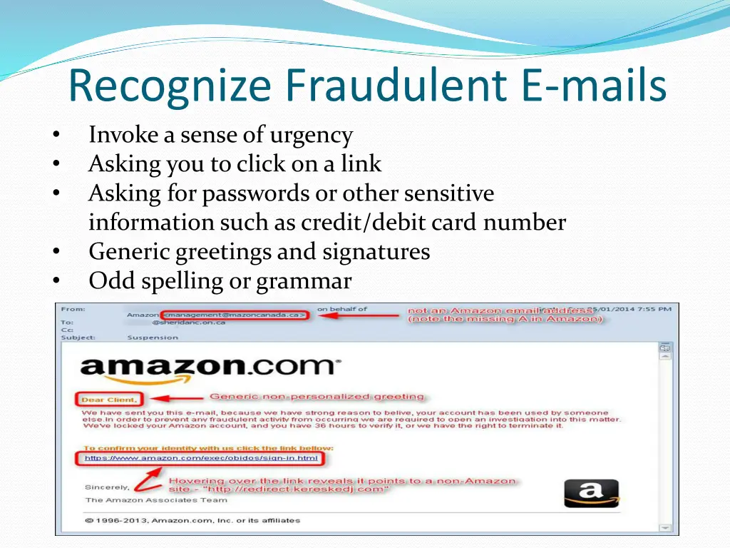 recognize fraudulent e mails invoke a sense