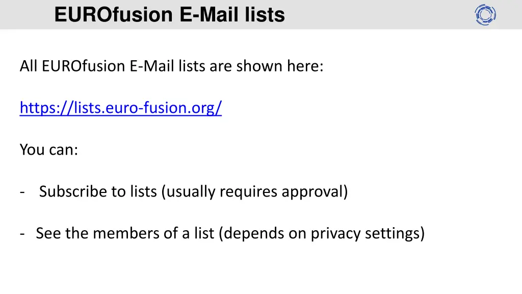 eurofusion e mail lists