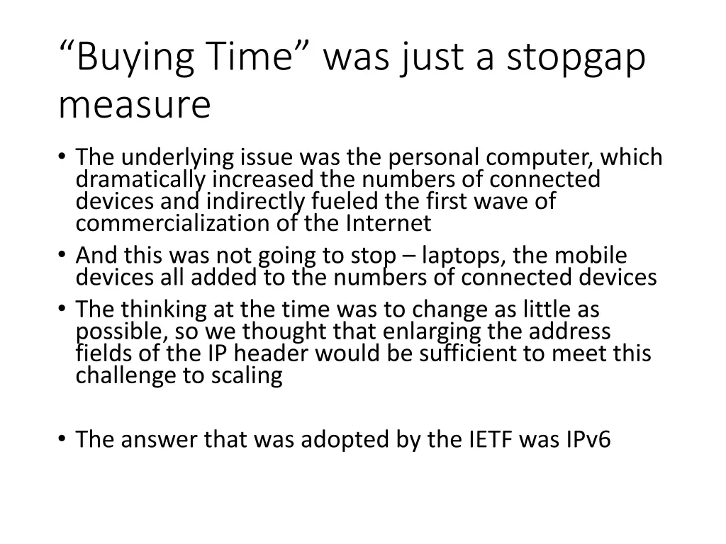buying time was just a stopgap measure