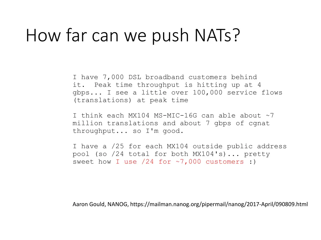 how far can we push nats