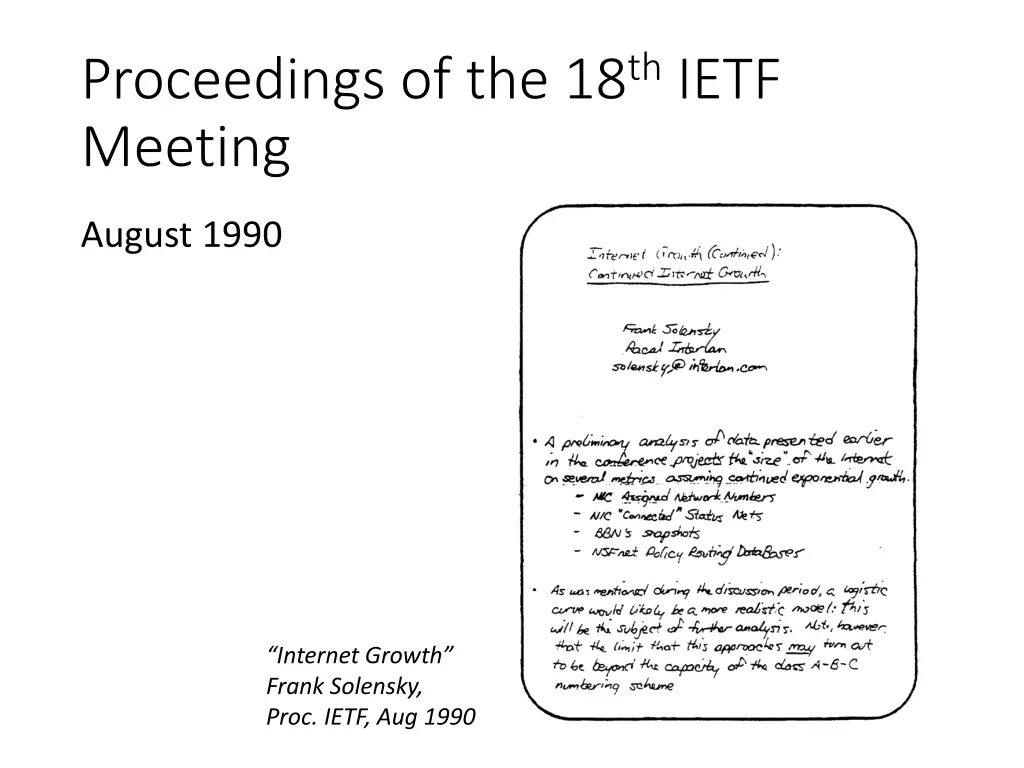 proceedings of the 18 th ietf meeting
