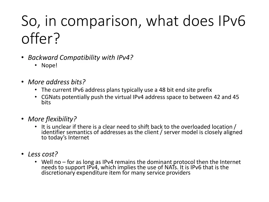 so in comparison what does ipv6 offer