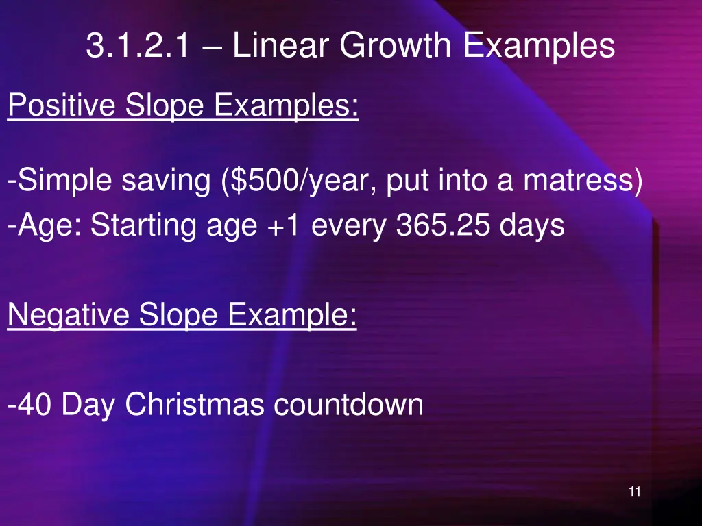 3 1 2 1 linear growth examples