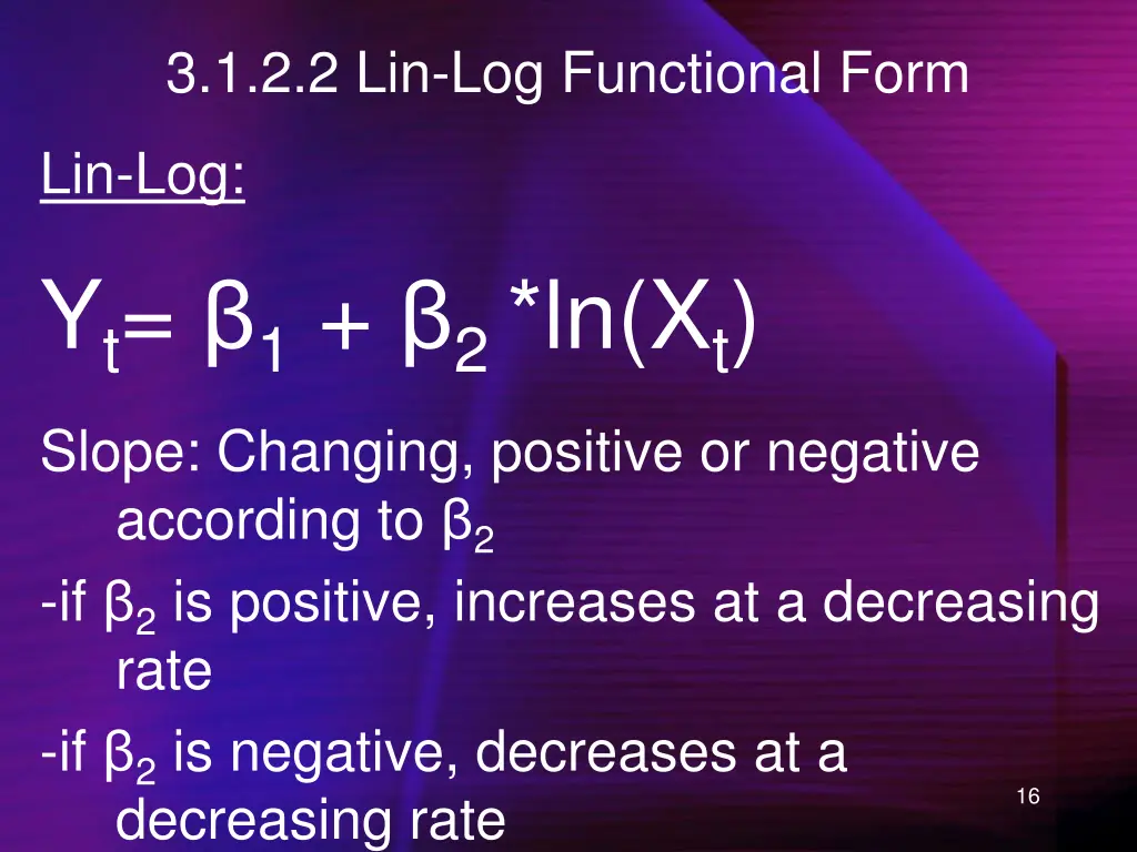 3 1 2 2 lin log functional form