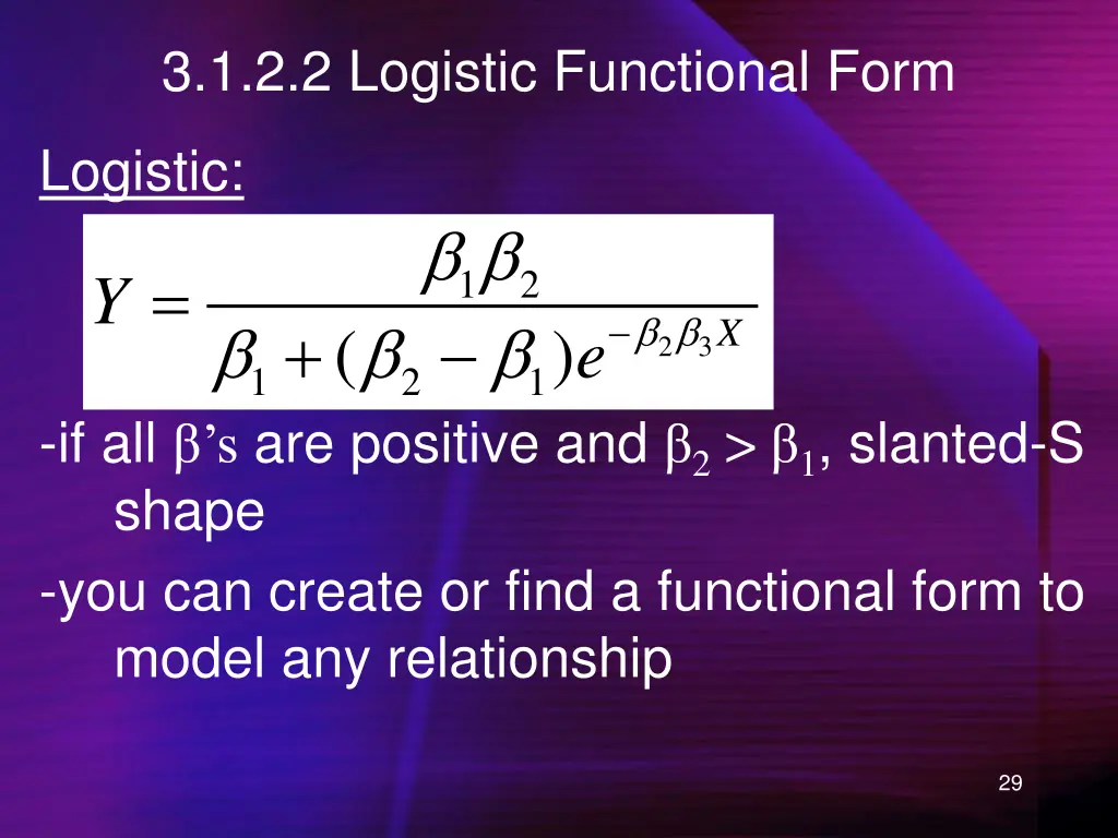 3 1 2 2 logistic functional form