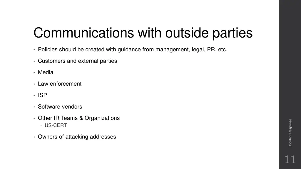 communications with outside parties