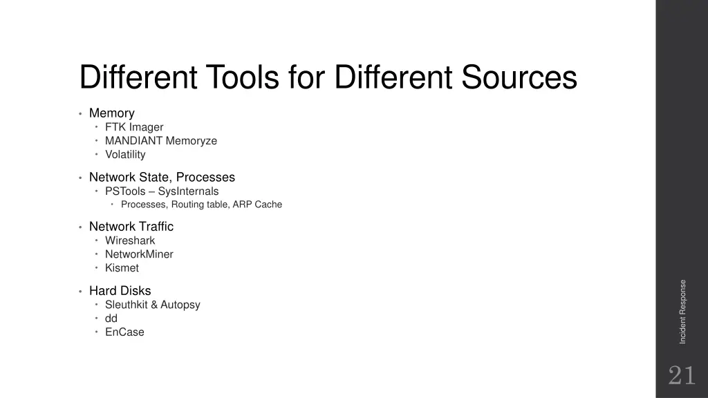 different tools for different sources