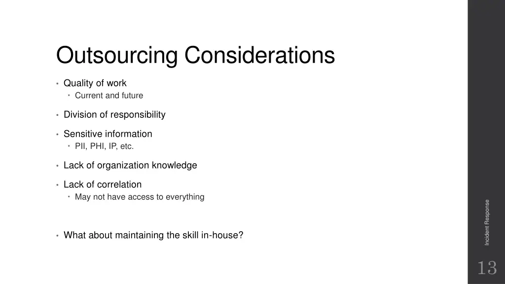 outsourcing considerations
