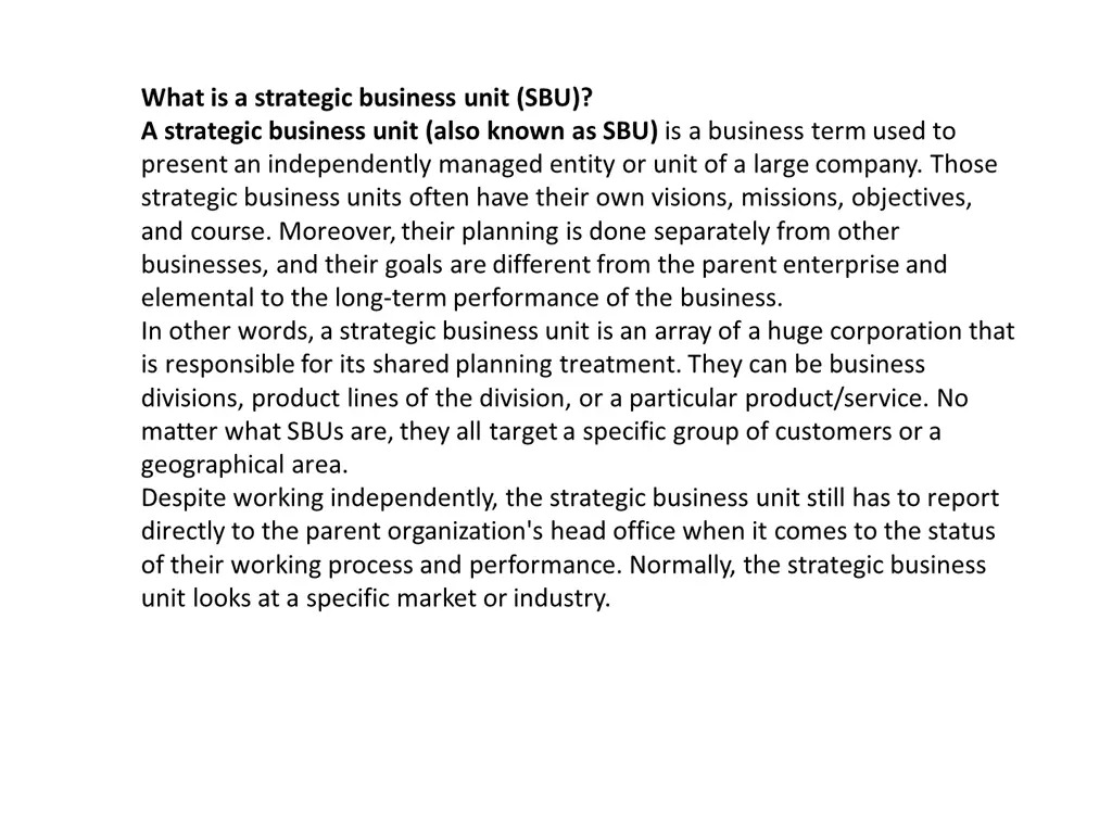 what is a strategic business unit sbu a strategic